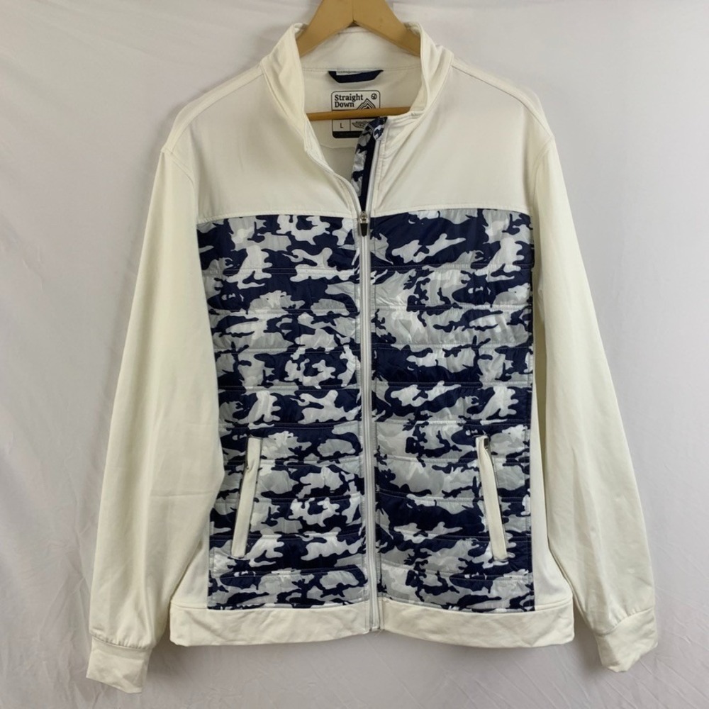 Straight Down Hybrid‎ Golf Jacket Mens Large Quilted Camo Full Zip Performance
